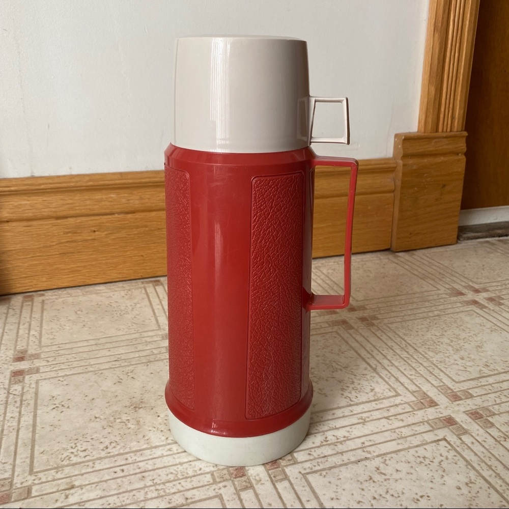Vintage Red Tall Thermos